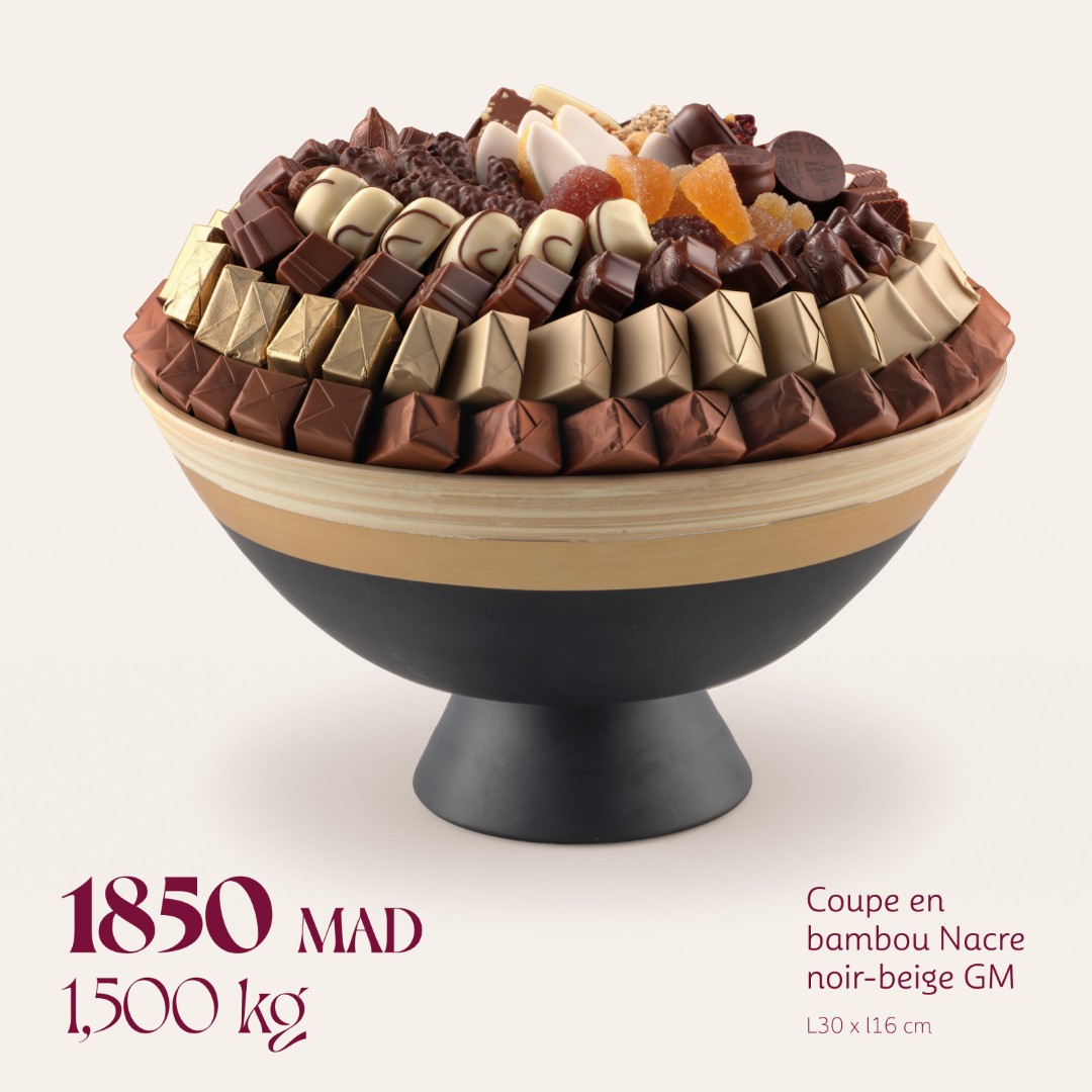 Coupe en bambou Nacre noir-beige